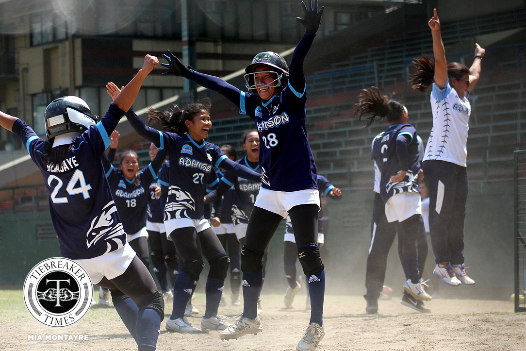 UAAP 80 Softball – Finals Game 2 – AdU def UST – Adamson celebrate