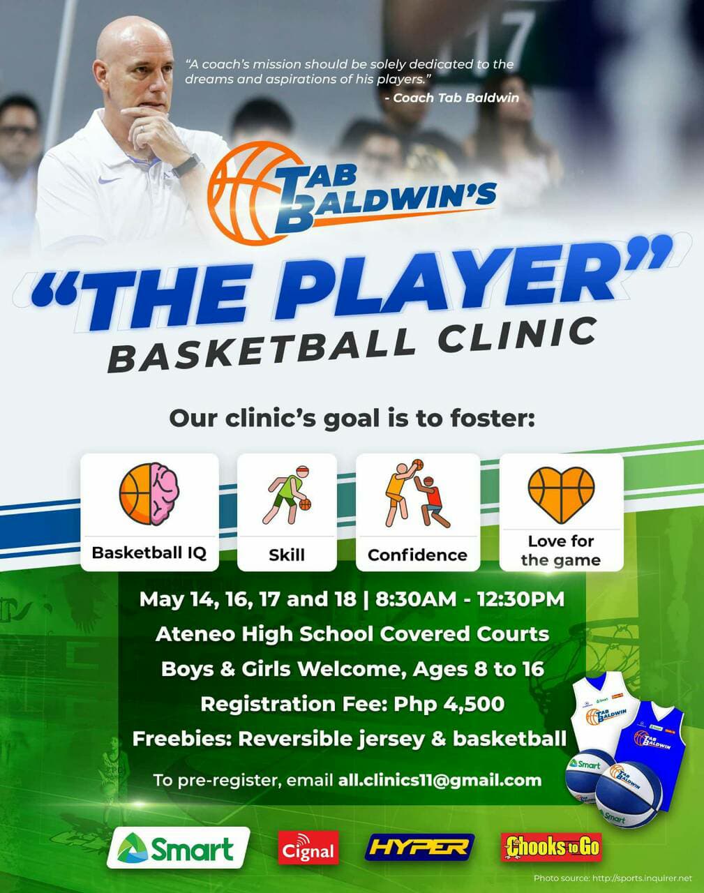 Tab-Baldwins-The-Player-poster Tab Baldwin opens 'The Player Basketball Clinic' Basketball News SMART Sports - philippine sports news