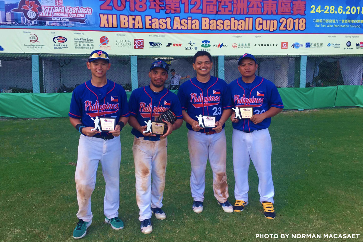 2018-BFA-East-Asia-Cup-Javi-Macasaet-x-Aids-Bernardo-x-Steven-Manaig-x-Jonjon-Robles Kiko Gesumndo takes home MVP honor as 4 Filipinos make All-East Asia Cup team Baseball News - philippine sports news