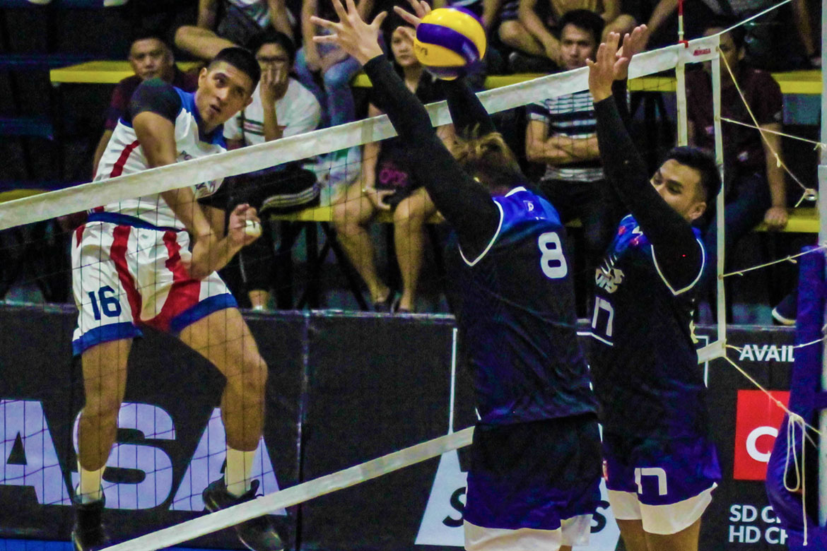 2019-spikers-turf-navy-def-vns-greg-dolor De Guzman lifts PLDT to bounce back win; Army, Navy create tie at fourth CSB DLSU News Spikers' Turf Volleyball - philippine sports news