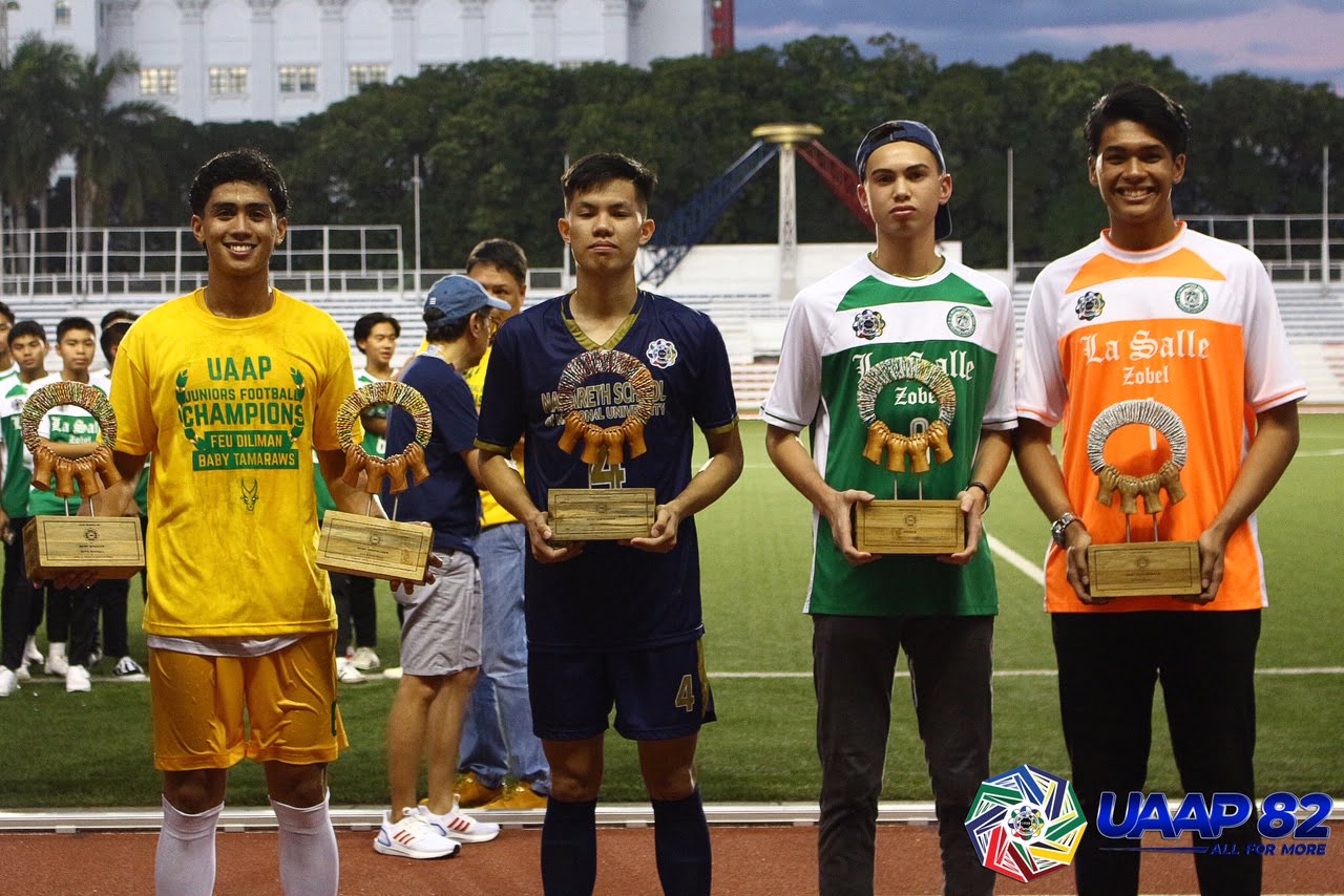 UAAP-82-BOY’S-FOOTBALL-Awarding-Individual-Awards-Garciano-Ambong-Aldeguer-Mangaoang Bugas, Garciano share spotlight in UAAP 82 Boys' Football awardees ADMU DLSU FEU Football News NU UAAP - philippine sports news