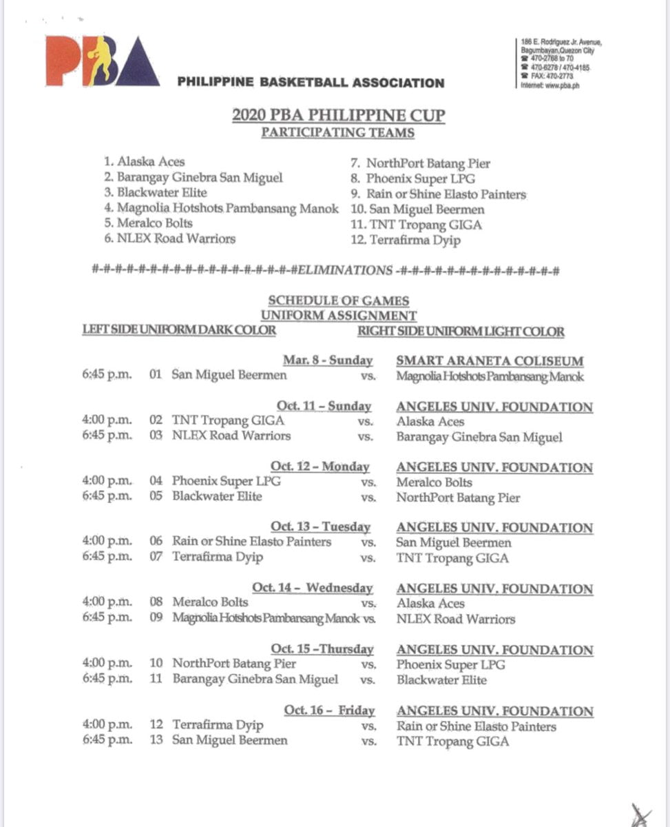 PBA-Season-45-schedule-1 Kiefer Ravena, NLEX to take on Ginebra on PBA bubble opening Basketball News PBA - philippine sports news