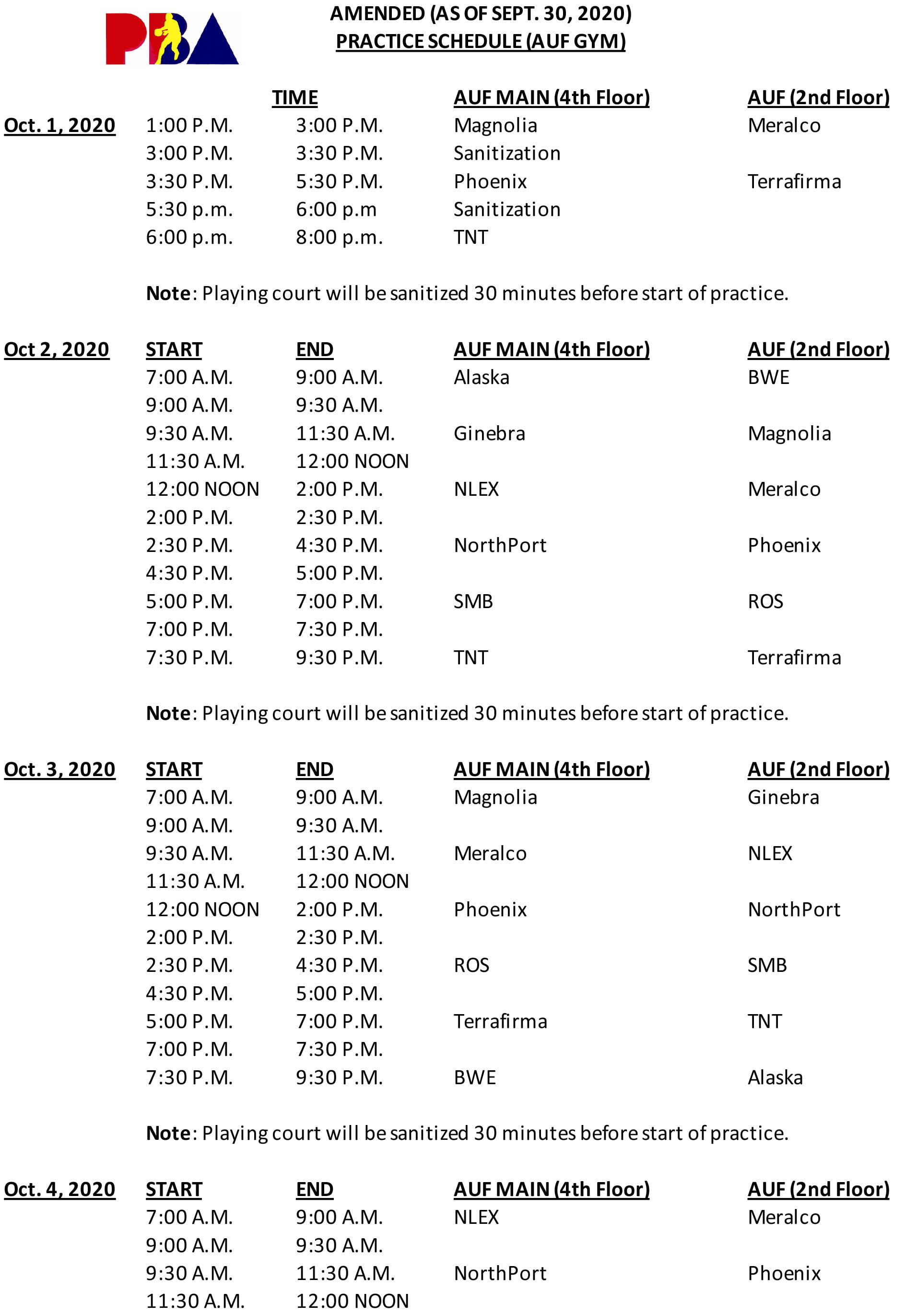 PBA-Season-45-scimmage-schedule-1 Meralco, Magnolia start scrimmages in AUF Gym Basketball News PBA - philippine sports news