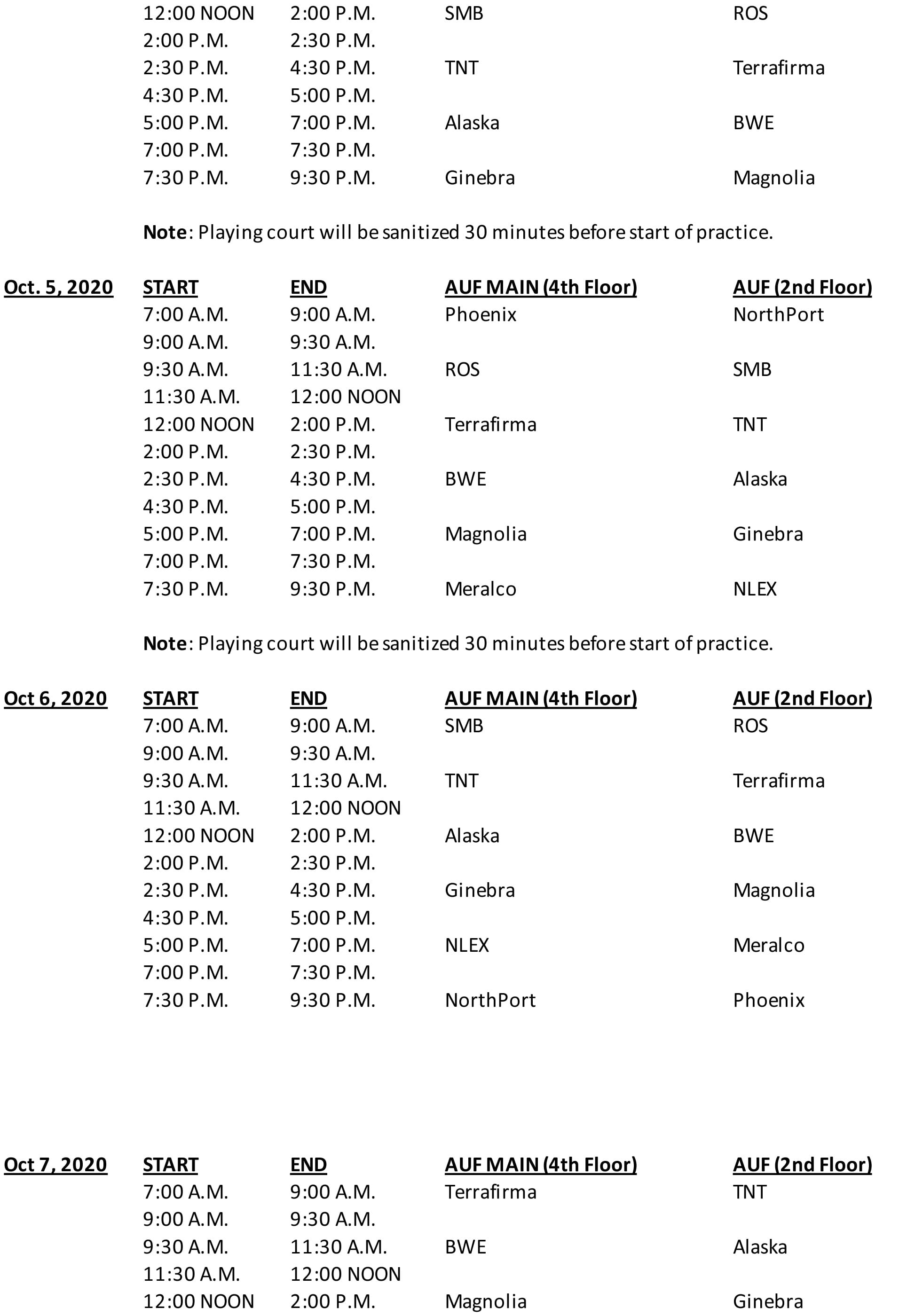 PBA-Season-45-scimmage-schedule-2 Meralco, Magnolia start scrimmages in AUF Gym Basketball News PBA - philippine sports news