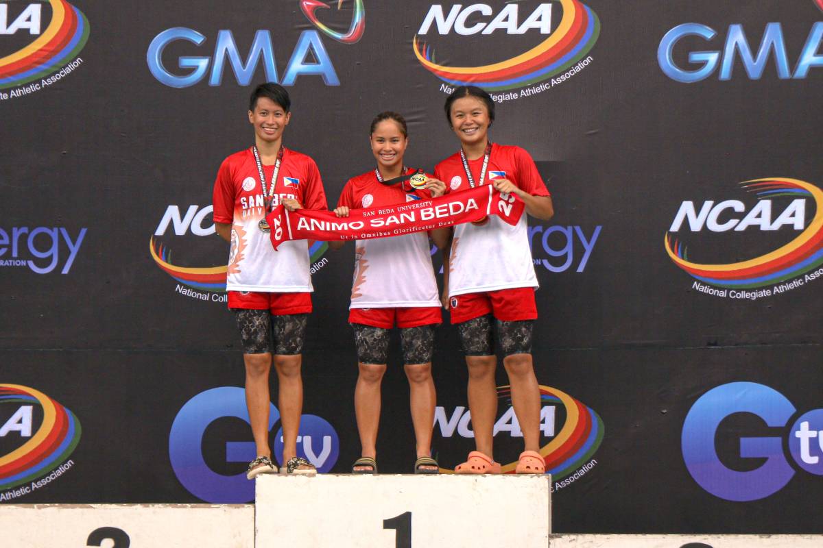 NCAA-Season-98-Swimming-2-Docabo-1-Cawaling-3-Brillantes NCAA 98: San Beda dominates Day 1 of men's, women's swimming AU CSB CSJL EAC JRU LPU MIT NCAA SBC SSC-R UPHSD - philippine sports news
