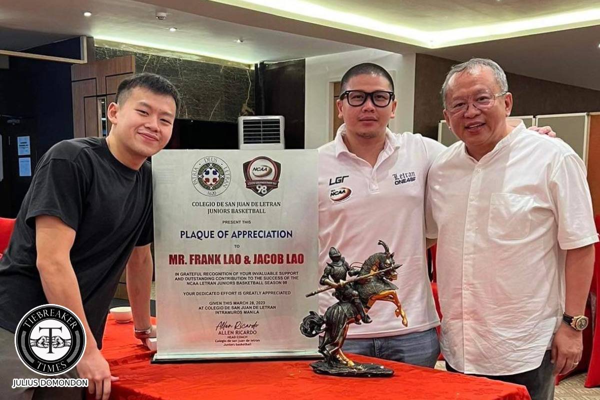 NCAA-98-CSJL-Laos-with-Allen-Ricardo Frank Lao to continue support for Letran Squires Basketball CSJL NCAA News - philippine sports news