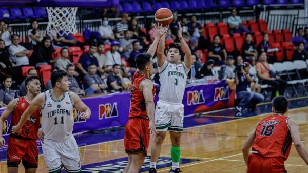 Juami Tiongson takes a shot in Terrafirma's escape win versus Blackwater in the PBA Philippine Cup
