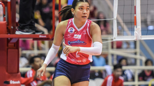 Alyssa Valdez in action on the court in Creamline's loss to Chery Tiggo in the 2024 PVL Philippine Cup