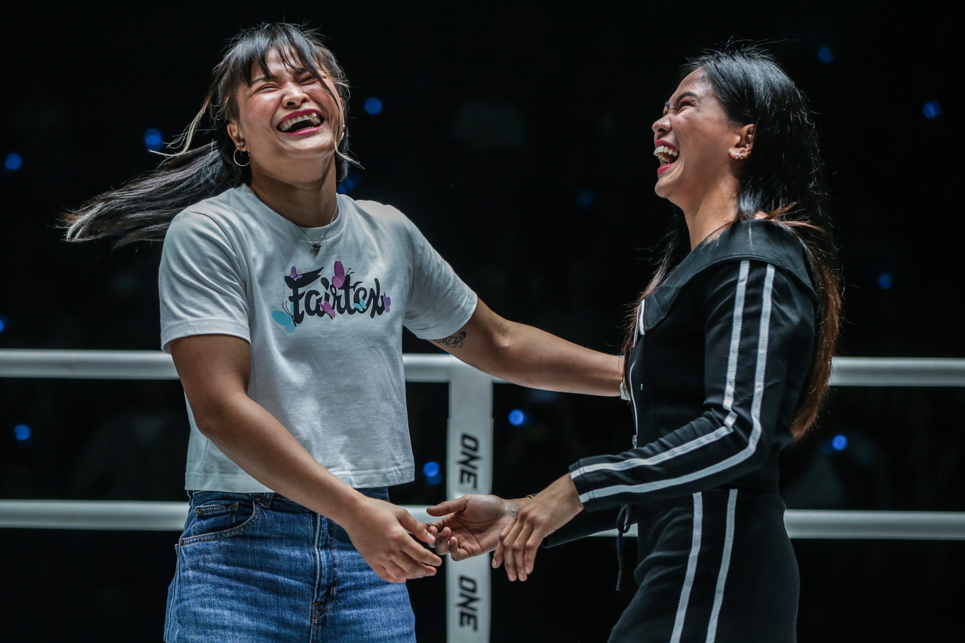 ONE-Championship-Stamp-Fairtex-x-Denice-Zamboanga-1 Stamp Fairtex consoles friend Denice Zamboanga amid injury setback Mixed Martial Arts News ONE Championship - philippine sports news