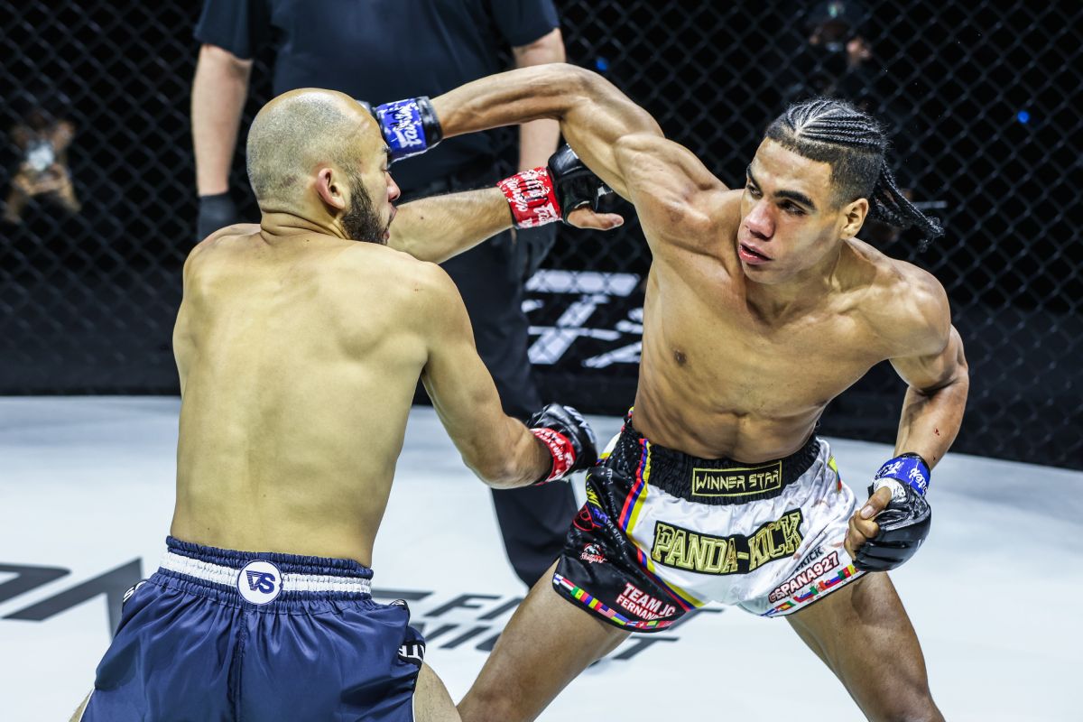 ONE-168-Sean-Climaco-punches-Johan-Estupinan Fil-Am Sean Climaco falls short in firefight vs. Colombian foe at ONE 168 Muay Thai News ONE Championship - philippine sports news