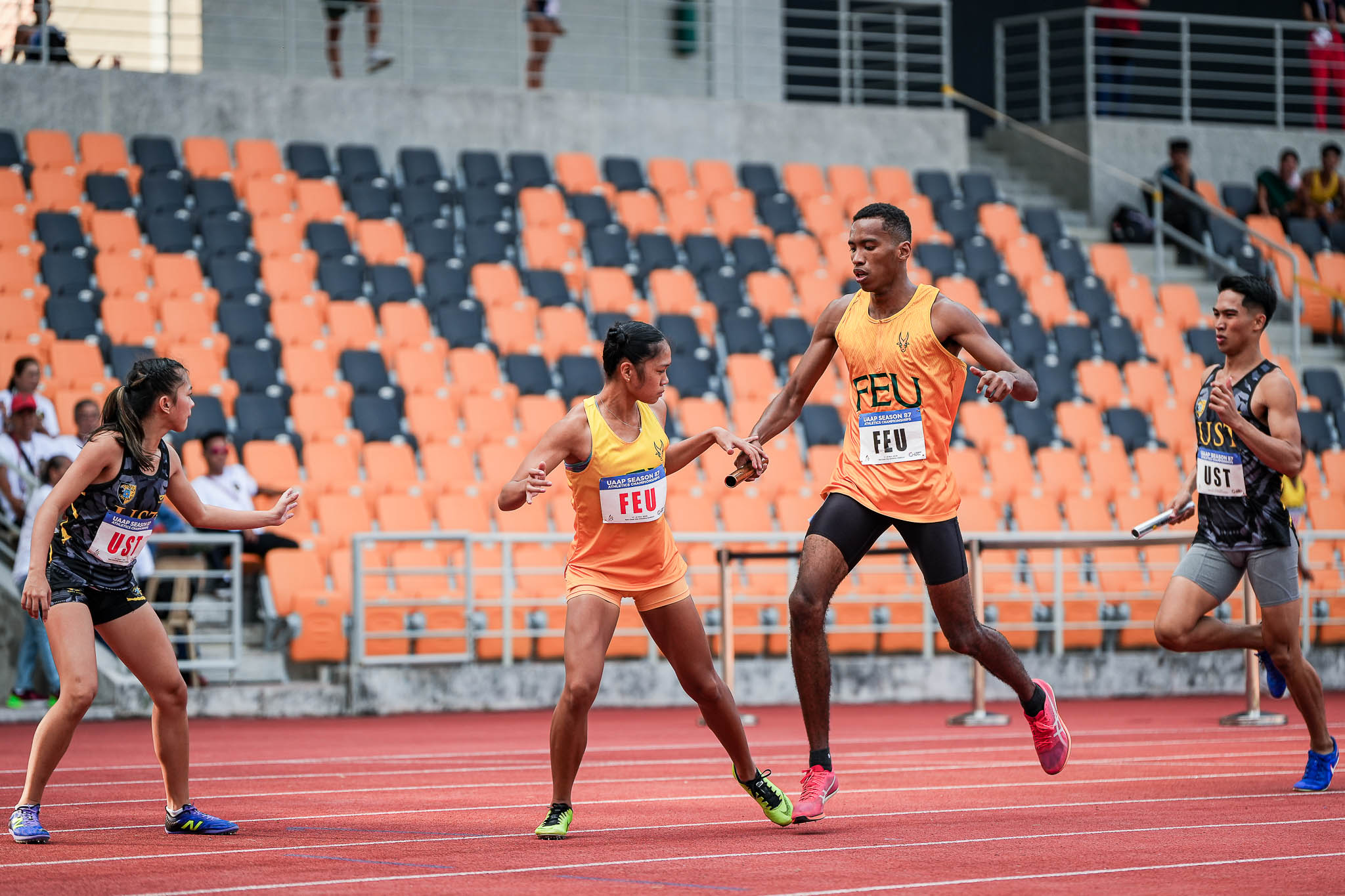 UAAP-S87-Athletics-FEU-4x4-Relay-Seniors-03799 UAAP Collegiate Athletics: Clint Nino Neri leaps UP to the top, defends long jump crown ADMU AdU DLSU FEU News NU Track & Field UAAP UE UP UST - philippine sports news