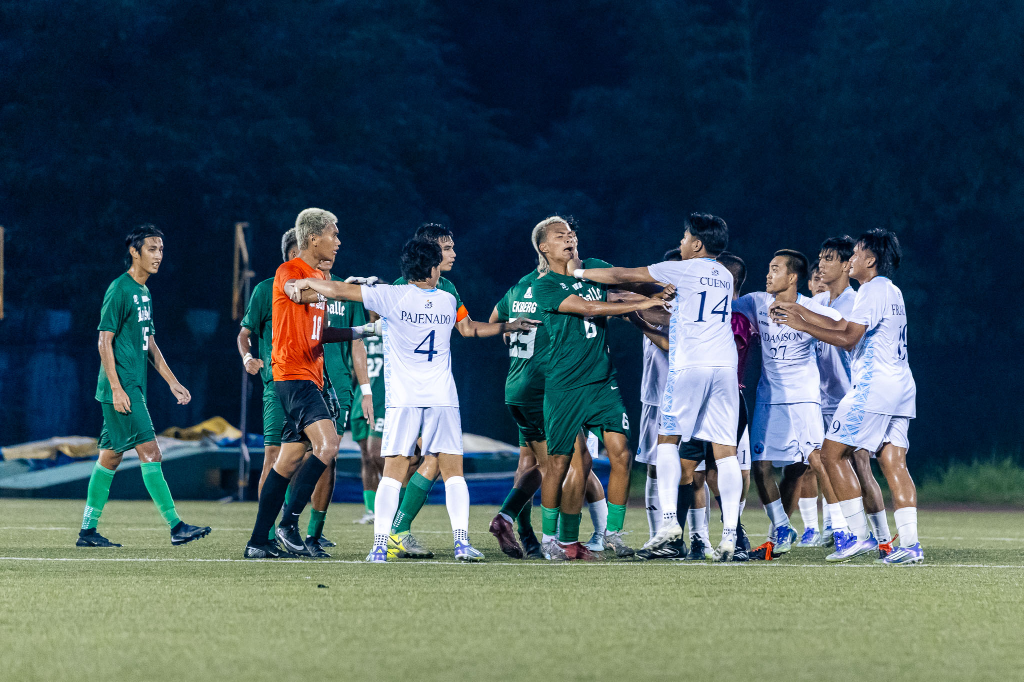 UAAP-Season-88-Football-scuffle-8973 10-man La Salle downs Adamson, climbs to solo second in UAAP Men's Football AdU DLSU Football News UAAP - philippine sports news