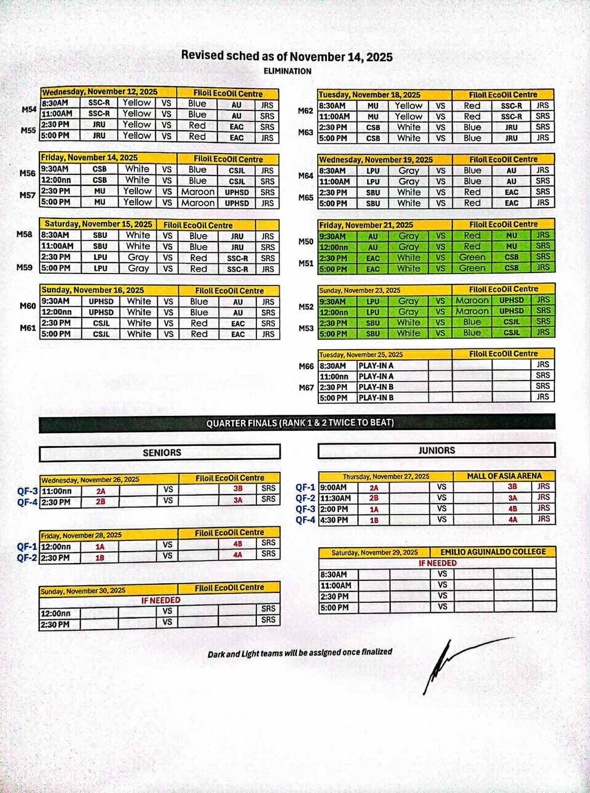 NCAA-101-Schedule-on-Nov-14-A NCAA draws confusion after sudden shift in playoff pairings AU Basketball CSB CSJL EAC JRU LPU MIT NCAA News SBC SSC-R UPHSD - philippine sports news