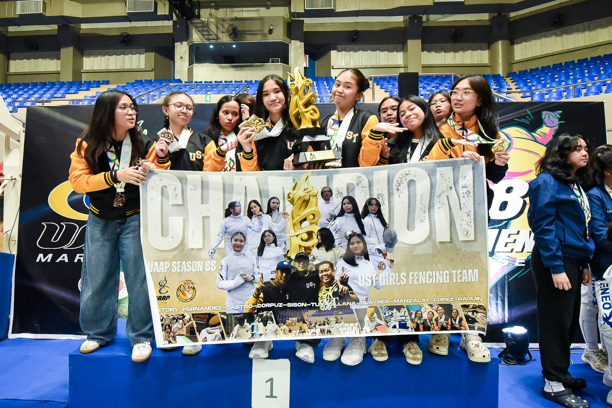 UAAP88-FENCING-GIRLS-CHAMPION-UST-0809 UE reclaims women's crown, UST girls deny UAAP Fencing sweep ADMU DLSU Fencing News UAAP UE UP UST - philippine sports news