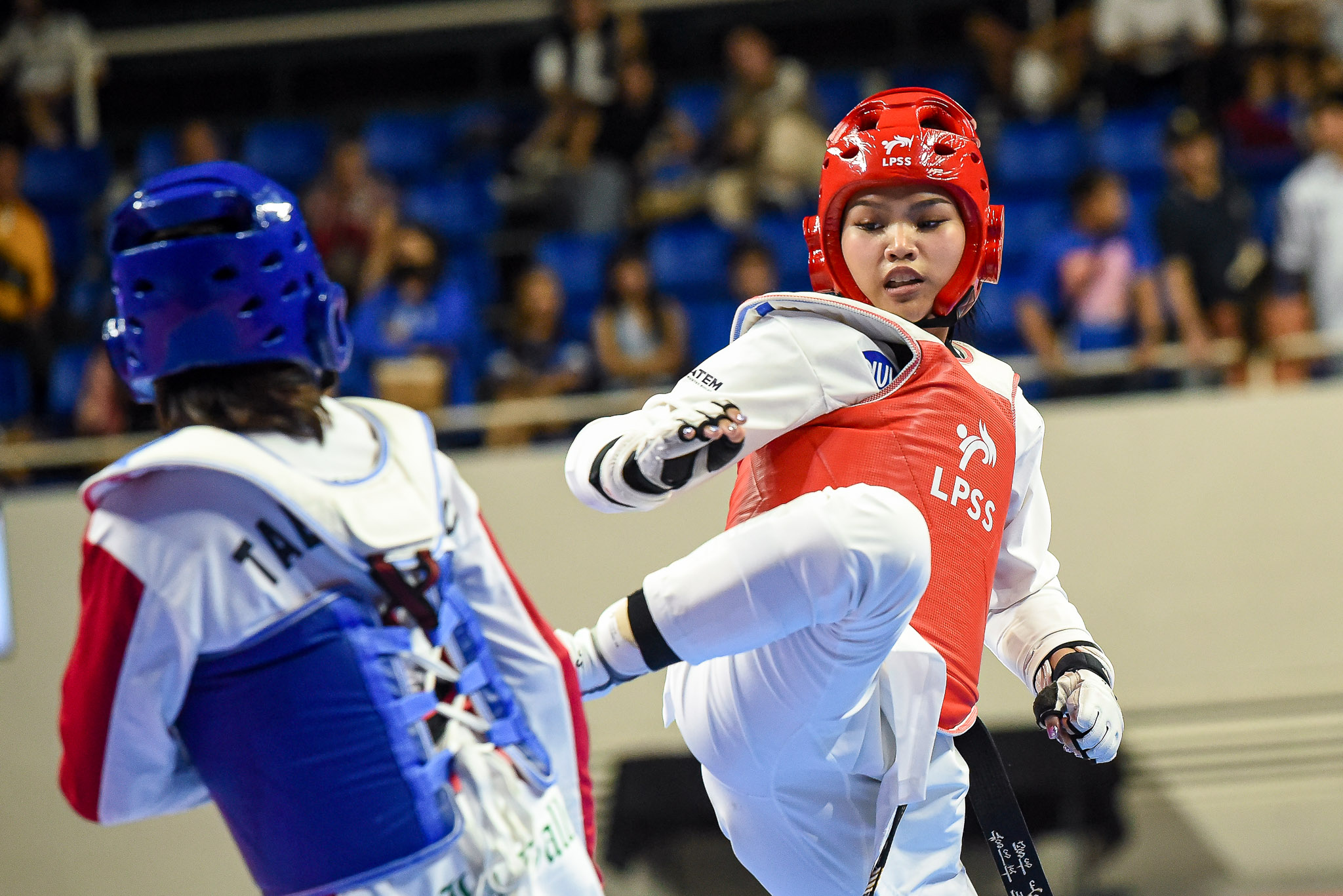 UAAP88-WOMENS-TKD-LIGHT-SHARIFA-DELA-CRUZ-2408 Nine Bulldogs storm to UAAP kyorugi finals in massive NU surge ADMU DLSU FEU News NU Taekwondo UAAP UP UST - philippine sports news