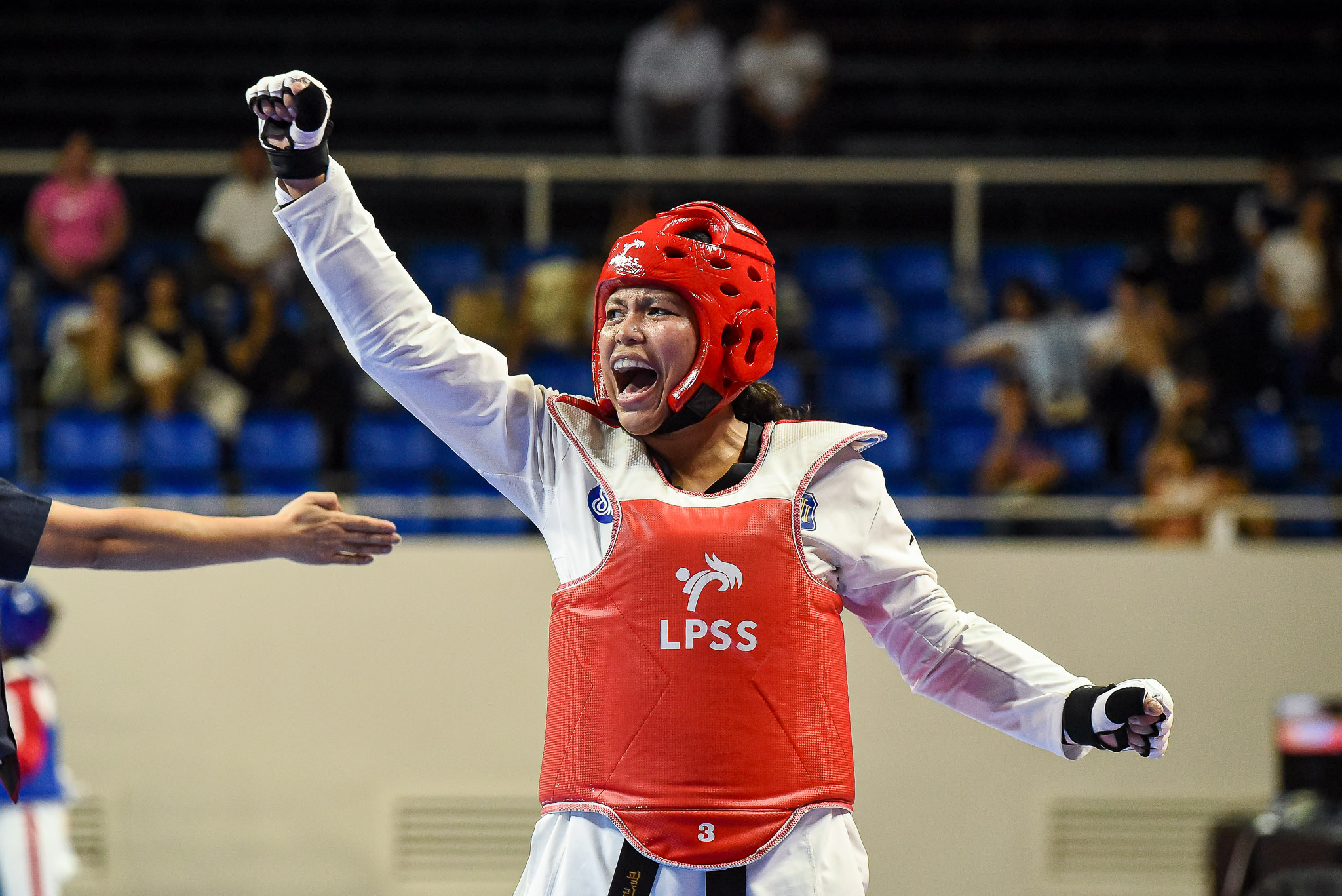 UAAP88-WOMENS-TKD-MID-HEAVY-MICHA-MILES-VILLARMA-2841 Nine Bulldogs storm to UAAP kyorugi finals in massive NU surge ADMU DLSU FEU News NU Taekwondo UAAP UP UST - philippine sports news