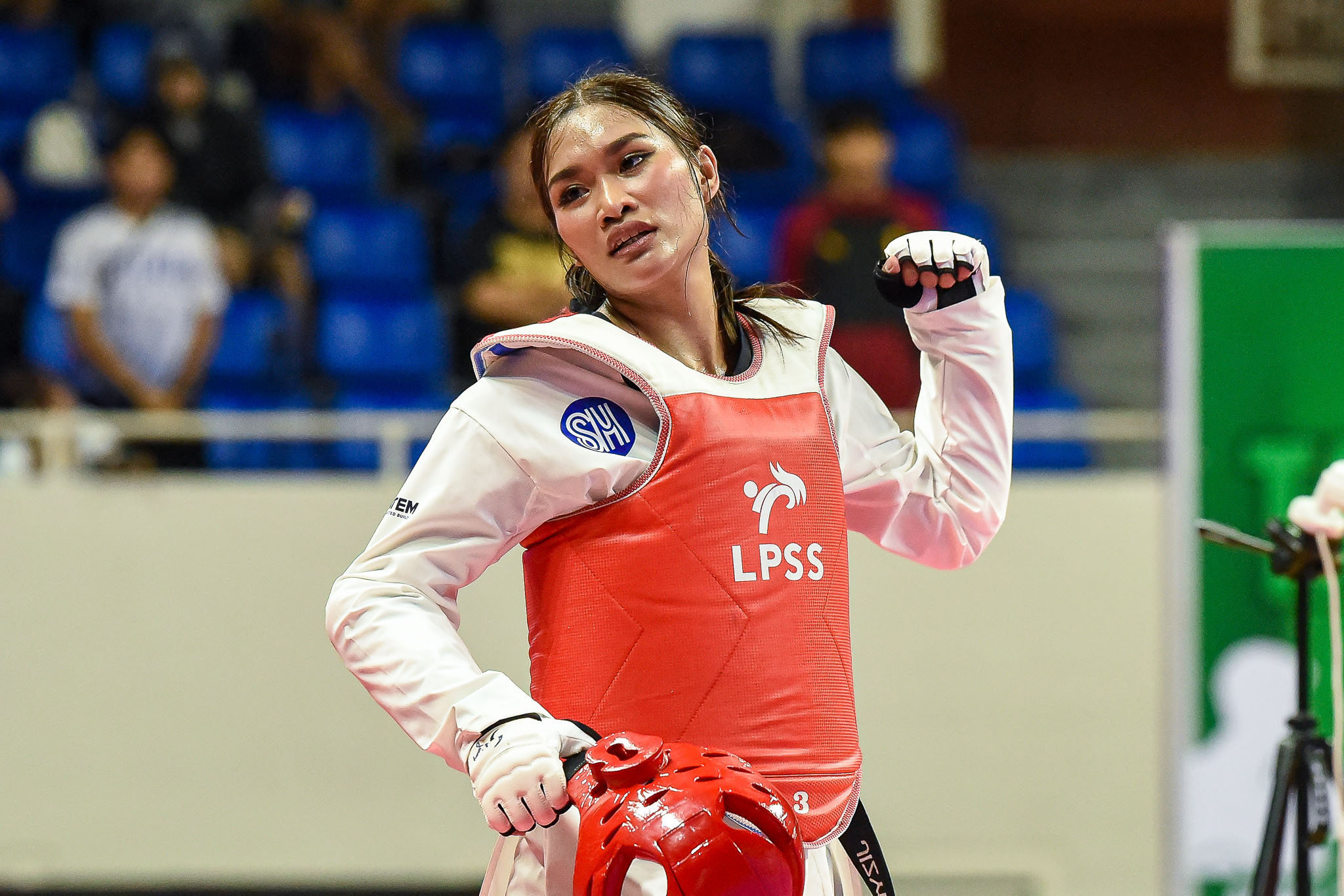 UAAP88-WOMENS-TKD-WELTER-JIZYL-JAVIER-1528 Nine Bulldogs storm to UAAP kyorugi finals in massive NU surge ADMU DLSU FEU News NU Taekwondo UAAP UP UST - philippine sports news