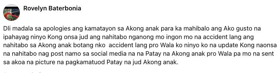 Rovelyn-Baterbonia-response-to-Tab-Baldwin Mother of Rene Baterbonia remains firm in demand for answers despite Baldwin apology ADMU Basketball News UAAP  - philippine sports news