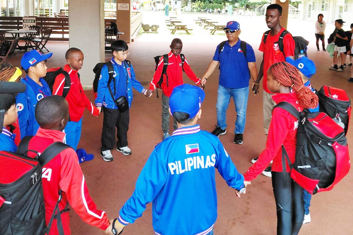 Bucky-Aligada-Francis-Melvin-Alquiros-Matthew-Casamorin-Joaquin-Dela-Merced-Keann-Jacob-Llanes-with-Team-Kenya Young batters embrace baseball, friendship, culture at WCBF Baseball News - philippine sports news