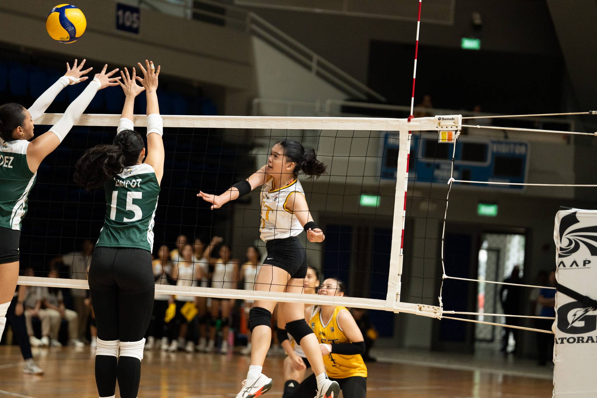 UAAP-89-HSVG-UST-VS-DLSZ-PELAEZ-MARY-NICOLE-3-1 NUNS stays unbeaten, sweeps UPIS in UAAP girls’ volleyball ADMU AdU DLSU FEU News NU UAAP UE UP UST Volleyball - philippine sports news