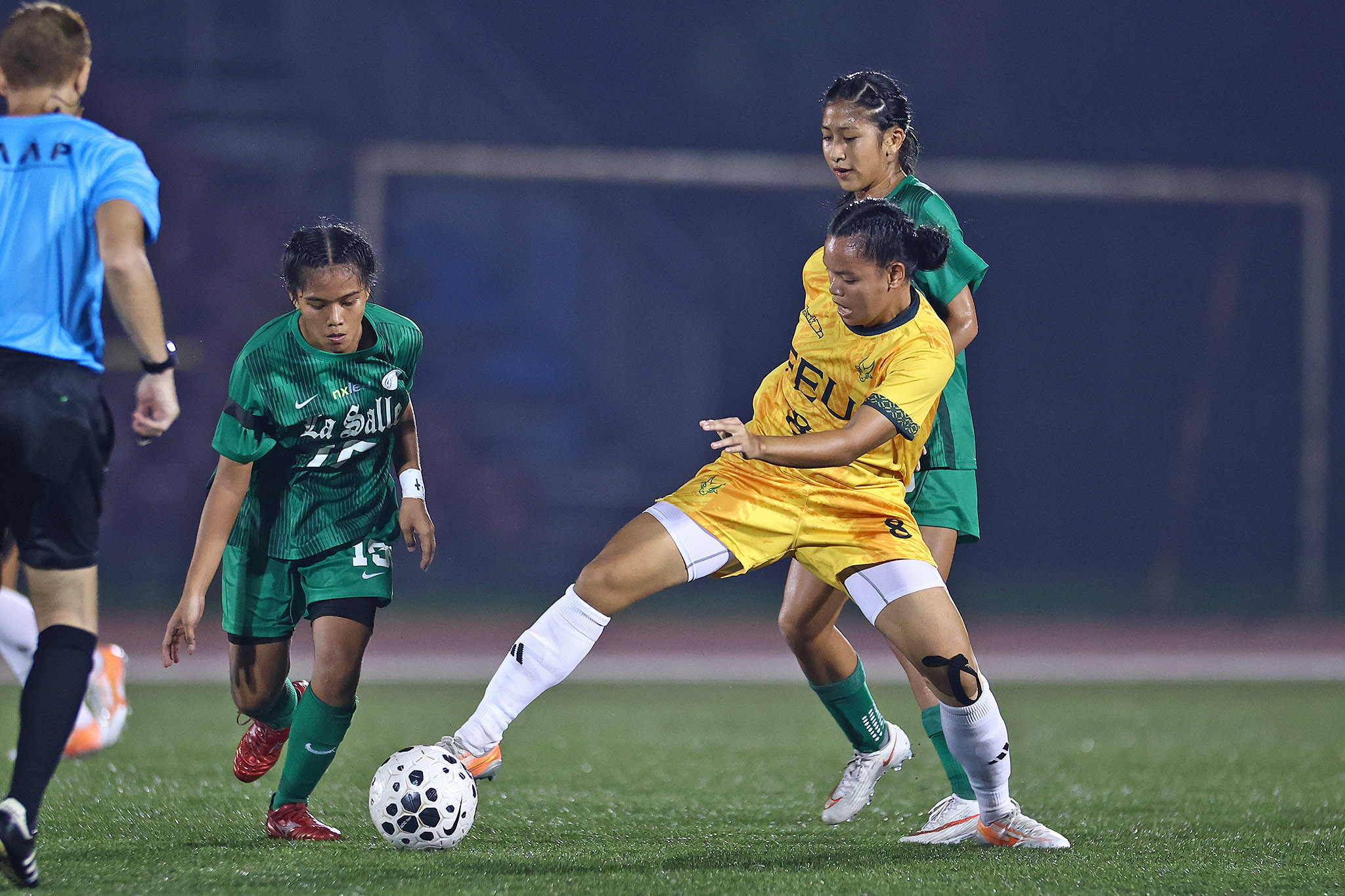 UAAP89-WFB-Althea-Rebosura-Danielle-Tanjangco-Lara-Regarde Pabuaya strikes late vs La Salle as FEU completes UAAP women's football first-round sweep DLSU FEU Football News UAAP  - philippine sports news