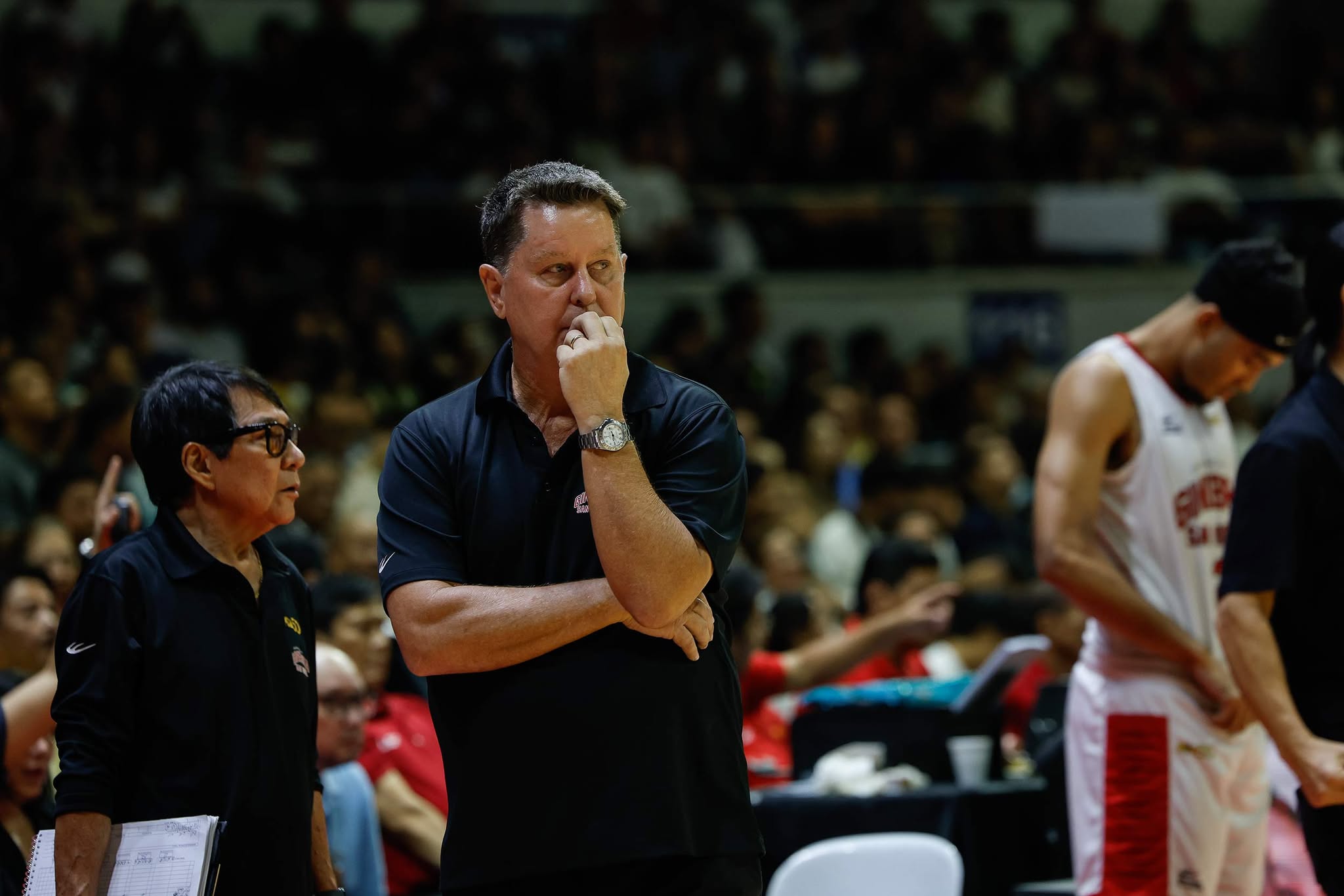 Ginebra head coach Tim Cone during Game 6 of the 2026 PBA Commissioner's Cup Finals - Game 6